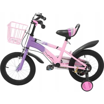 Dětské kolo HILAND DĚTSKÉ KOLO 14" S BOČNÍMI KOLEČKY + KOŠÍK FIALOVÉ