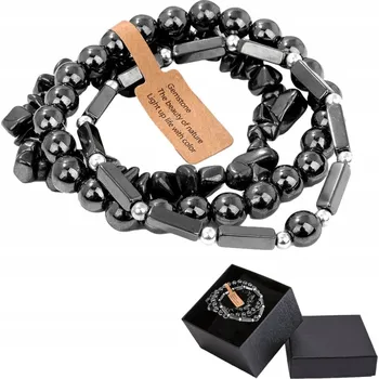 Náramek Sada 3 náramků 5-8 mm Kamień Naturalny Hematyt Hematite Unisex