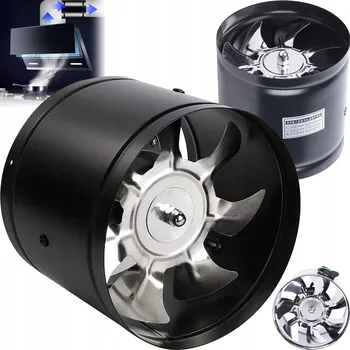 Domácí ventilátor Potrubní ventilátor 150mm, výkonný 530m3/h tichý 6 palců v černé barvě
