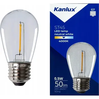Žárovka Žárovka Kanlux ST45 LED 0,5W (ekvivalent 5W) E27 - neutrální bílá (NW) 50lm IK04