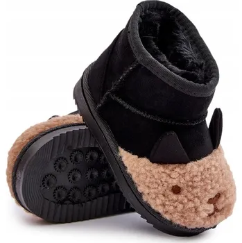 Chlapecká zimní obuv SNĚHULE KOTNÍKOVÉ BOTY DĚTSKÉ ZATEPLENÉ LAMY ČERNÉ 30