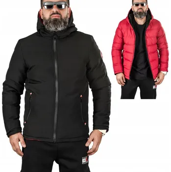 R.XXL ZIMNÍ pánská bunda OBOUSTRANNÁ ČERNÁ-ČERVENÁ