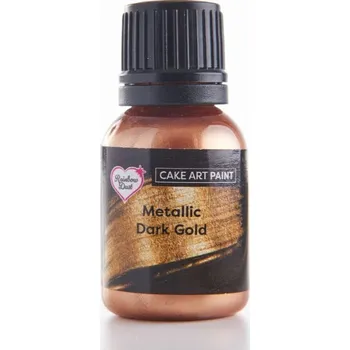 Potravinářské barvivo Metalická barva Rainbow Dust - Tekutá metalická barva Gold dark - zlatá tmavá25ml