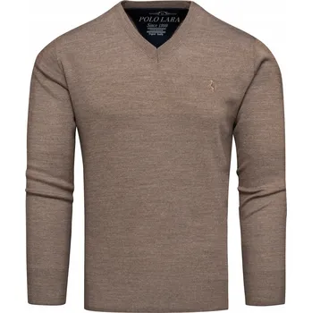 Pánský svetr Recea svetr Enoka hnědý s výstřihem do V, velikost M