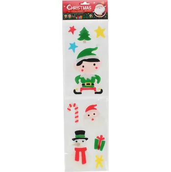 Vánoční dekorace MIKULÁŠ HVĚZDA VÁNOČNÍ GELOVÉ NÁLEPKY NA OKNO SKLO DEKORACE