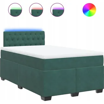 Postel Kontinentální postel s LED, tmavě zelená, 200 x 120 x 100,5 cm