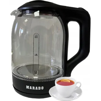 Rychlovarná konvice RYCHLOVARNÁ KONVICE MARADO BEZDRÁTOVÁ MA-0806 SKLENĚNÁ 2L 1500W ČERNÁ