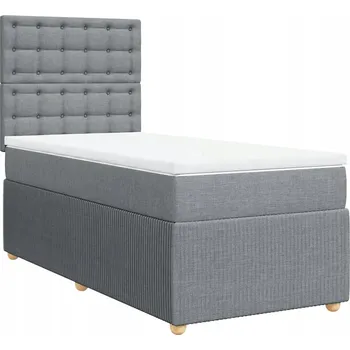 Postel Kontinentální postel světle šedá 190 x 90 x 140,5/150,5 cm s matrací a topperem