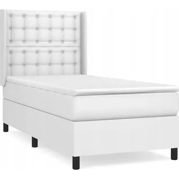 Postel Kontinentální postel bílá s nastavitelným čelem 203x83x118/128 cm