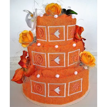 Veratex Textilní dort třípatrový vyšívaný rezavý