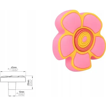 Nábytková úchytka SIRO H149-44RU5 růžová/žlutá/květina