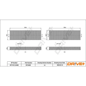 Kabinový filtr Filtr vzduchu v interiéru Dr!ve+ DP1110.12.0408