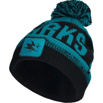 Pokrývka hlavy Čepice FANATICS SAN JOSE SHARKS THRIVE CUFFED POM BEANIE UNI Černá, Tyrkysová