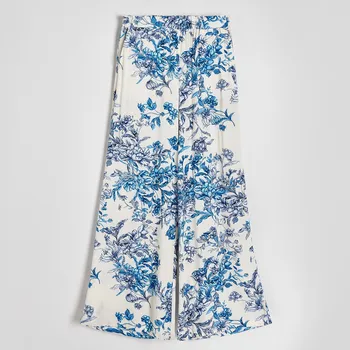 Dámské kalhoty Reserved - Vzorované kalhoty z viskózy - vícebarevná - 081BP-MLC - 081BP-MLC-L