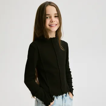 Dívčí oblečení Reserved - Tričko z žebrovaného úpletu - černý - 495EC-99X - 495EC-99X-152