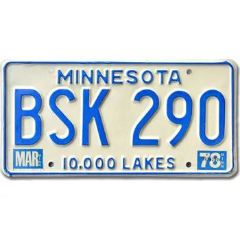 Plechová cedule Americká SPZ Minnesota Lakes 1978 BSK 290