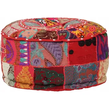 Taburet Ručně vyrobený vintage puf, patchworkový vzor, 40 x 20 cm, bavlna