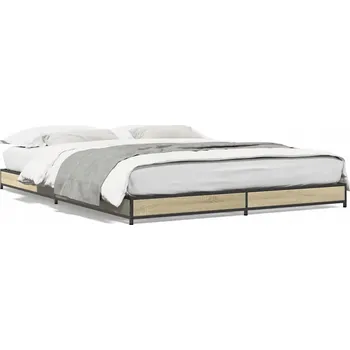 Postel Rám Postele z materiálu imitujícího dřevo a kovovými nohami, Dub Sonoma, 20