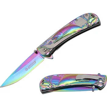 Skládací kapesní nůž Kandar s duhovou čepelí a rybím motivem