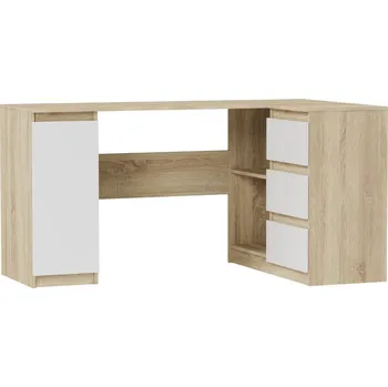 Rohový psací stůl Framire 150 cm dub sonoma, 3 zásuvky, obdélníkový