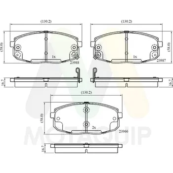 Brzdová destička Sada brzdových destiček, vždy 4 kusy v sadě MOTAQUIP LVXL1200