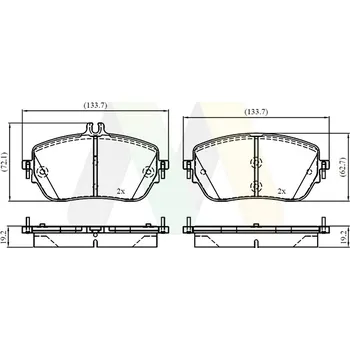 Brzdová destička Sada brzdových destiček, vždy 4 kusy v sadě MOTAQUIP LVXL2055