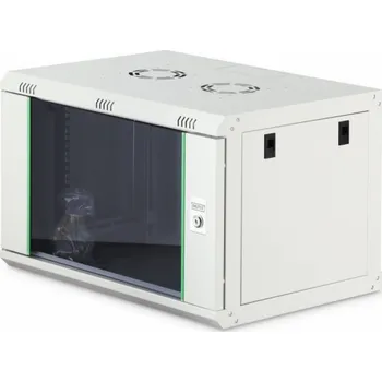 Rozvaděč Digitus Cabinet Jednodílná nástěnná síťová skříň Dynamic 19 7U, 600x450, skleněné dveře, šedá, nesestavená, 60 kg