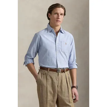 Pánská košile Bavlněná košile Polo Ralph Lauren 710914027 modrá 55X, vel. S