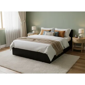 Postel POSTEL S VÝKLOPEM 120x200 ČERNÁ + KOVOVÁ KONSTRUKCE + ÚLOŽNÝ PROSTOR + HDF