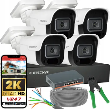 IP kamera Sada monitoringu 4 IP kamery PoE 4Mpx Switch PoE Detekce Bez disku