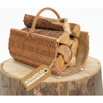 KOŠ NA DŘEVO KE KRBU 50 x 40 CM, PLETENÝ KOŠ Z Proutí S JUTOU