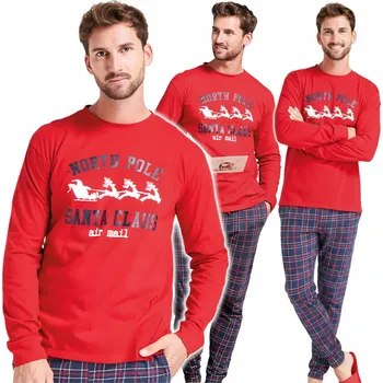 Pánské pyžamo Vánoční pánské pyžamo s kapsami Gioew bavlněné červené XL