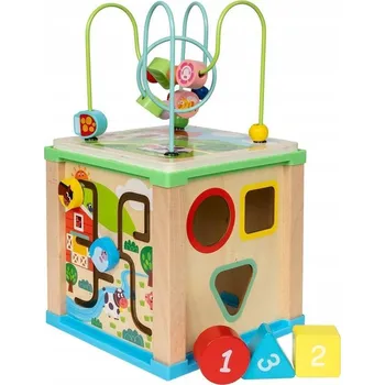 Dřevěná hračka 84950/9504 Smily Dřevěná aktivní kostka 5v1 TŘÍDIČ