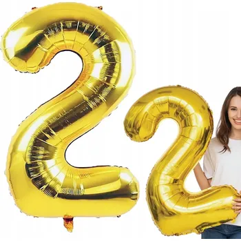 Balónek FOLIOVÝ BALÓNEK NA NAROZENINOVÉ OSLAVY ČÍSLICE DVOJKA DVA 2 ZLATÉ VELKÉ XXL 100 CM