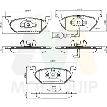 Brzdová destička Sada brzdových destiček, vždy 4 kusy v sadě MOTAQUIP LVXL1015