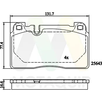 Brzdová destička Sada brzdových destiček, vždy 4 kusy v sadě MOTAQUIP LVXL1764
