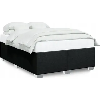 Postel Rám postele 200 x 140 cm, černý, tkanina polyester, nohy z borovicového dřeva