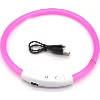 Obojek pro psa USB svítící bezpečnostní obojek pro psy – nastavitelný - Růžová