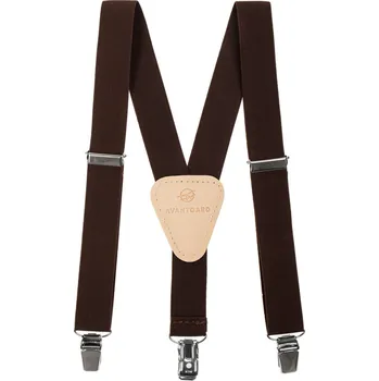 Kšandy Avantgard Chlapecké šle Y s koženým středem a zapínáním na klipy - 25 mm hnědá, béžová kůže 862-901812