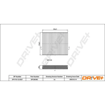 Kabinový filtr Filtr vzduchu v interiéru Dr!ve+ DP1110.12.0227