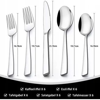 Příbor TERLULU Sada Příborů 30 Kusů Nerezová Ocel Pro 6 Osob