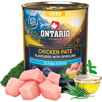 Krmivo pro psa Konzerva Ontario Puppy kuřecí pate s příchutí spiruliny 800g