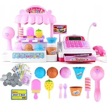 Hra na obchod PRODEJNA ZMRZLINY + POKLADNA S LCD DISPLEJEM A PŘÍSLUŠENSTVÍM - HODNĚ FUNKCÍ