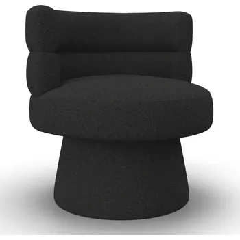 Křeslo Černé otočné bouclé křeslo Hendricks 71 x 74 x 72 100% polyester, eukalyptové dřevo