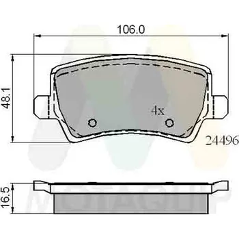 Brzdová destička Sada brzdových destiček, vždy 4 kusy v sadě MOTAQUIP LVXL1356