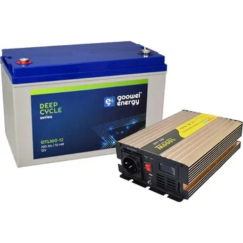 Trakční baterie Set trakční baterie GOOWEI ENERGY OTL100-12 (100Ah) + měnič ROGERELE REP1000-12 (1000W), 12V