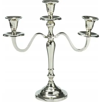 Svícen SVÍCEN TŘÍRAMENNÝ HLINÍKOVÝ STŘÍBRNÝ 29X10X30 CM