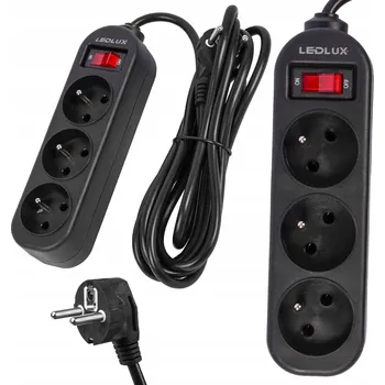 Napájecí kabel Prodlužovací Kabel přívod LEDLUX 5 m, 3 ks, černý
