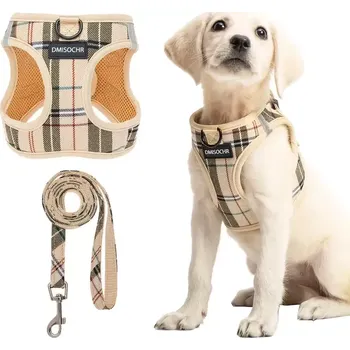 Postroj pro psa Postroj pro psy s vodítkem – Kostkovaný design, nastavitelný - S