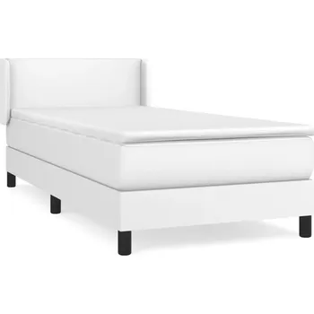 Postel Kontinentální postel bílá 203 x 103 x 78/88 cm s matrací 100 x 200 x 20 cm